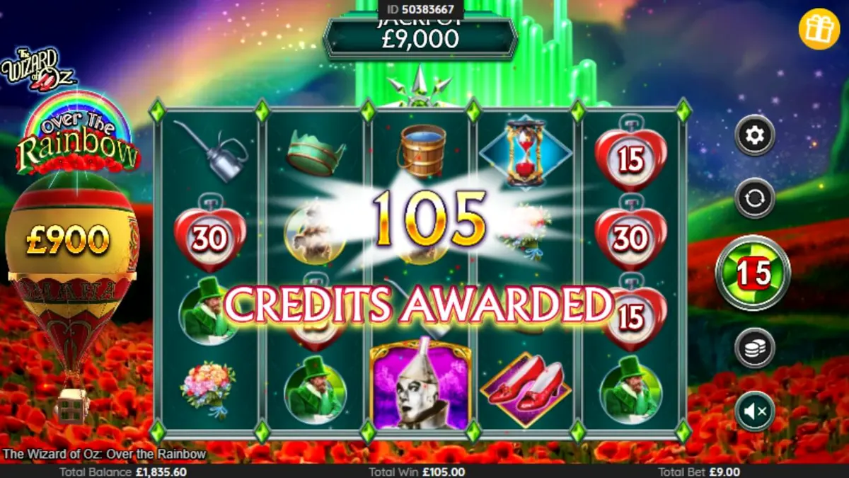 The Wizard of Oz: Over the Rainbow mobile gameplay interface
